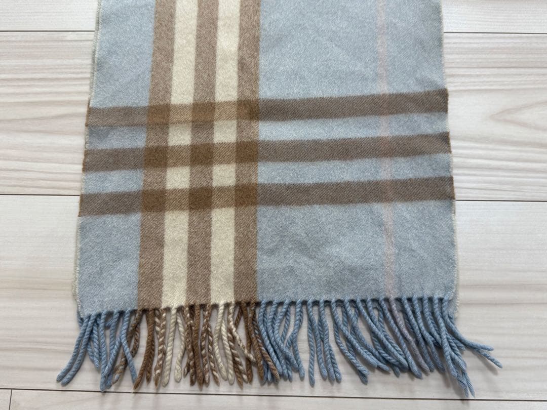バーバリー　BURBERRY カシミヤ　マフラー　ブルー　チェック