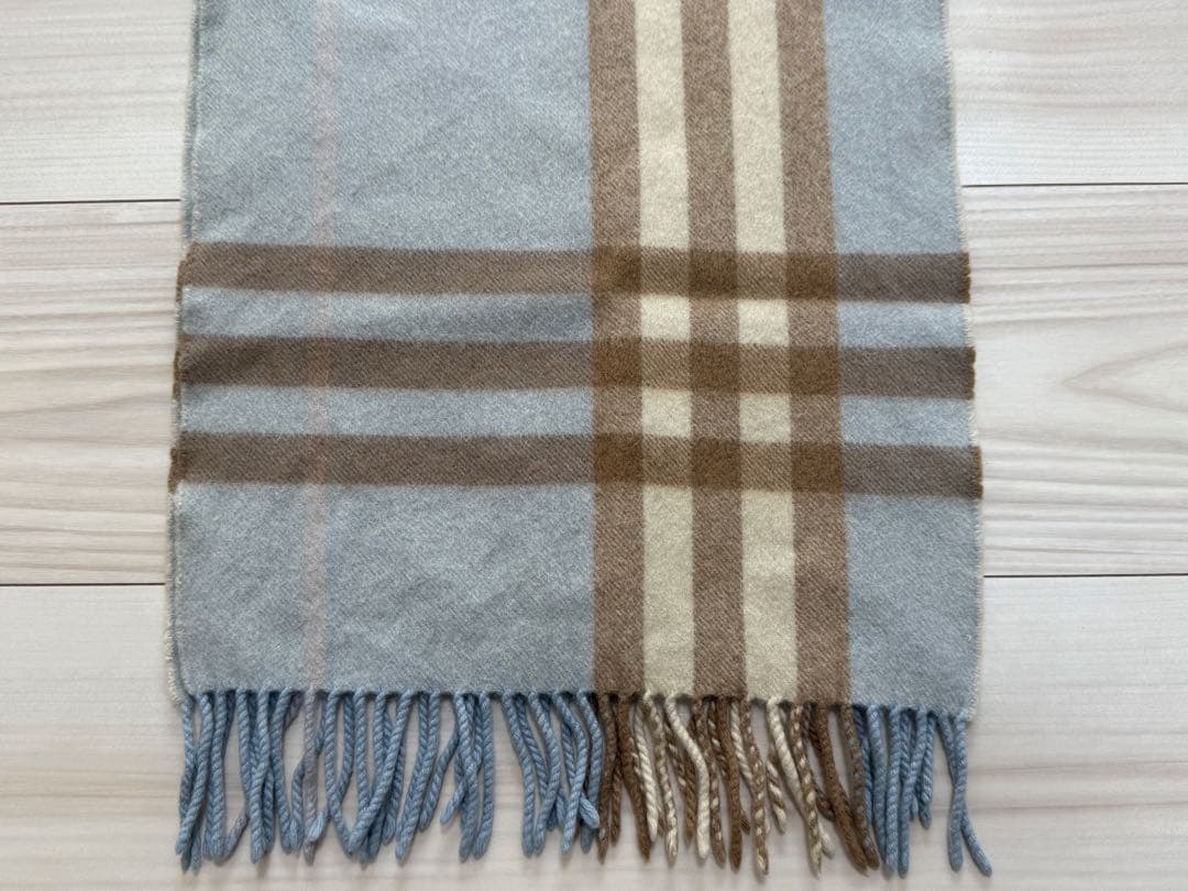 バーバリー　BURBERRY カシミヤ　マフラー　ブルー　チェック