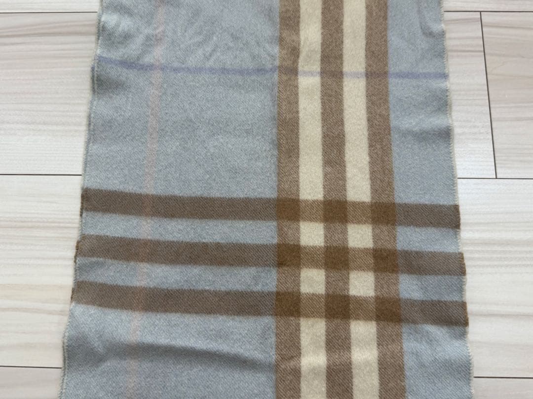 バーバリー　BURBERRY カシミヤ　マフラー　ブルー　チェック