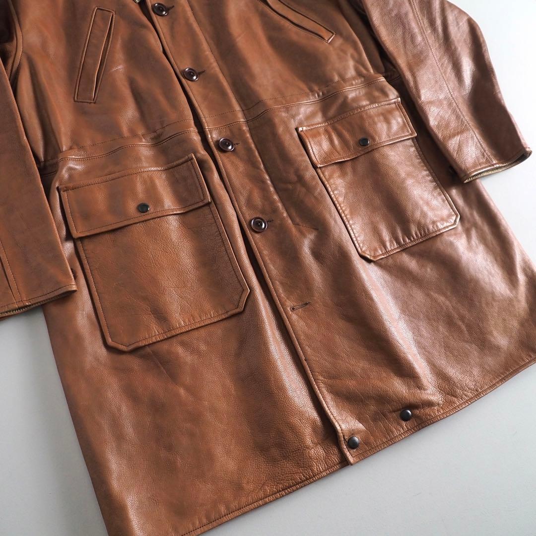 ラルフローレン　本革１００％　レザーコート　フーディ　ブラウン　美品