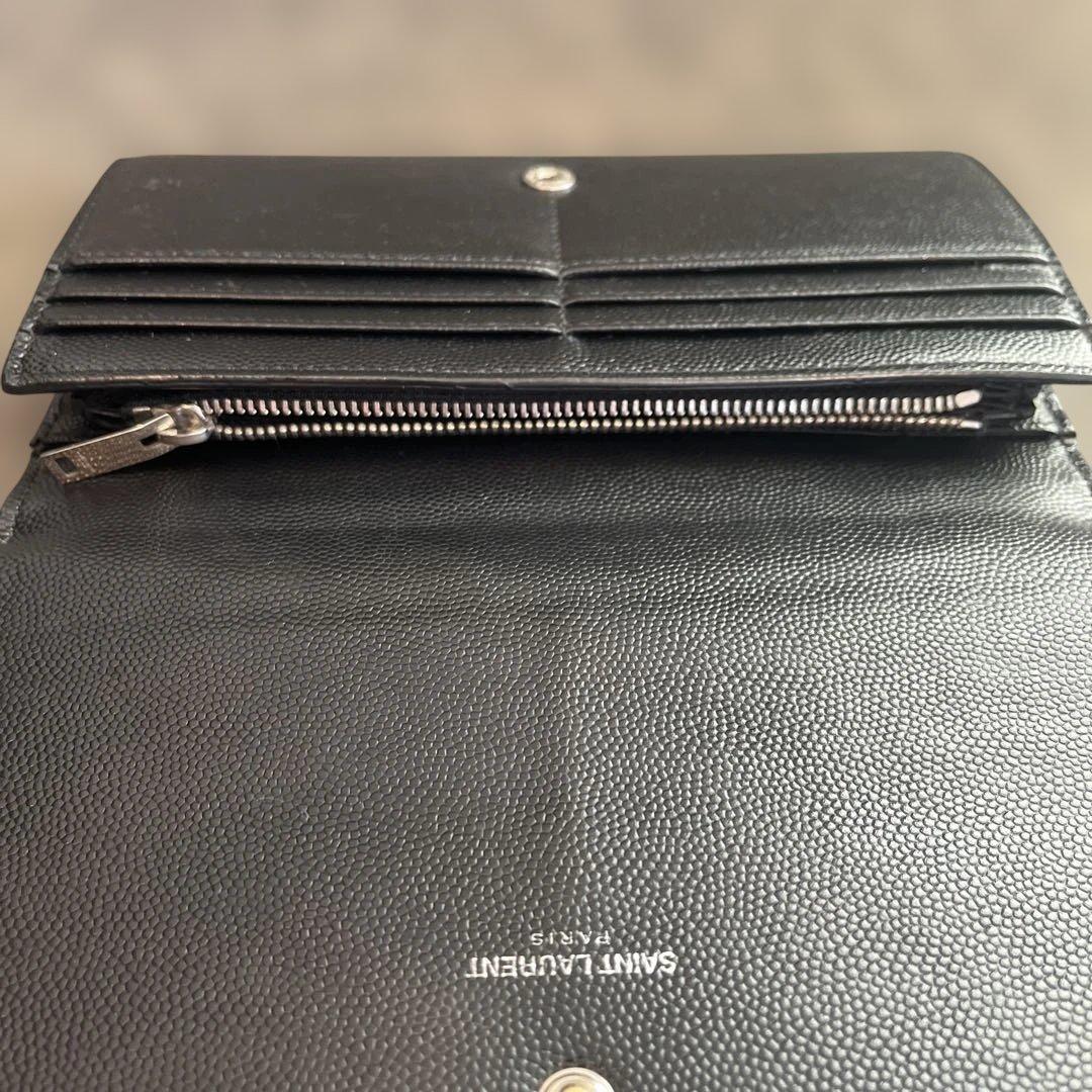 Saint Laurent サンローラン　スタッズ付きブラックレザー長財布