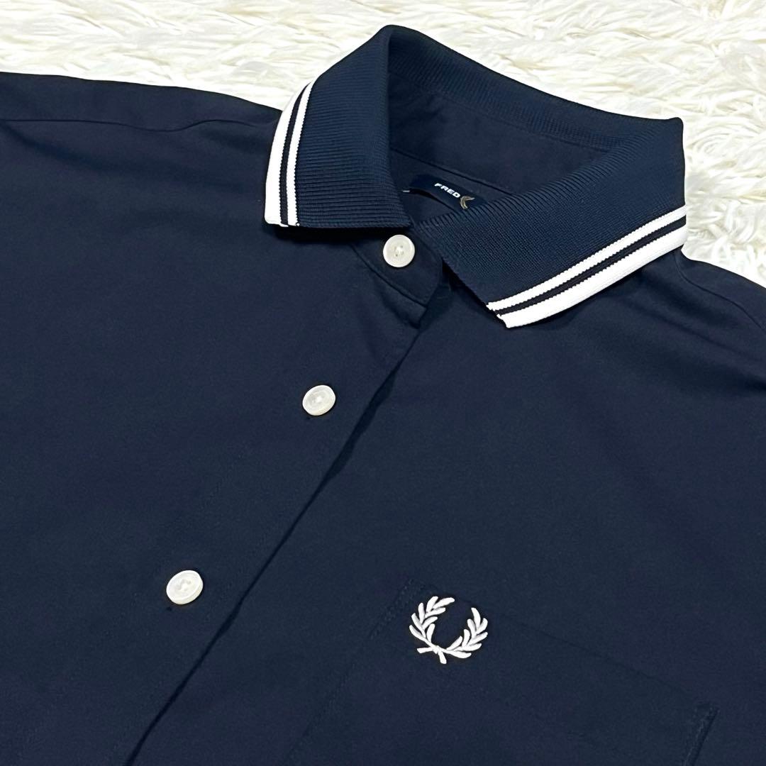 『極美品』FRED PERRY別注Ray BEAMS リブカラーシャツ ネイビー
