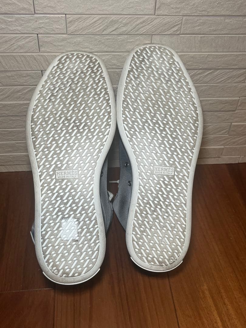 エルメス HERMES スニーカー グレー ナイロン レザー42 1/2 靴