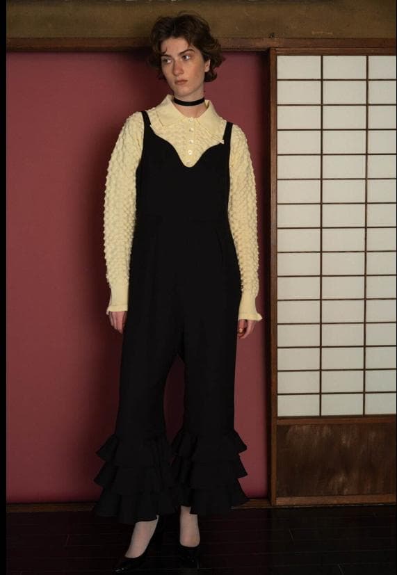 極美品　24SS MUVEIL ティアードサロペット ワイド　フリル　34 黒