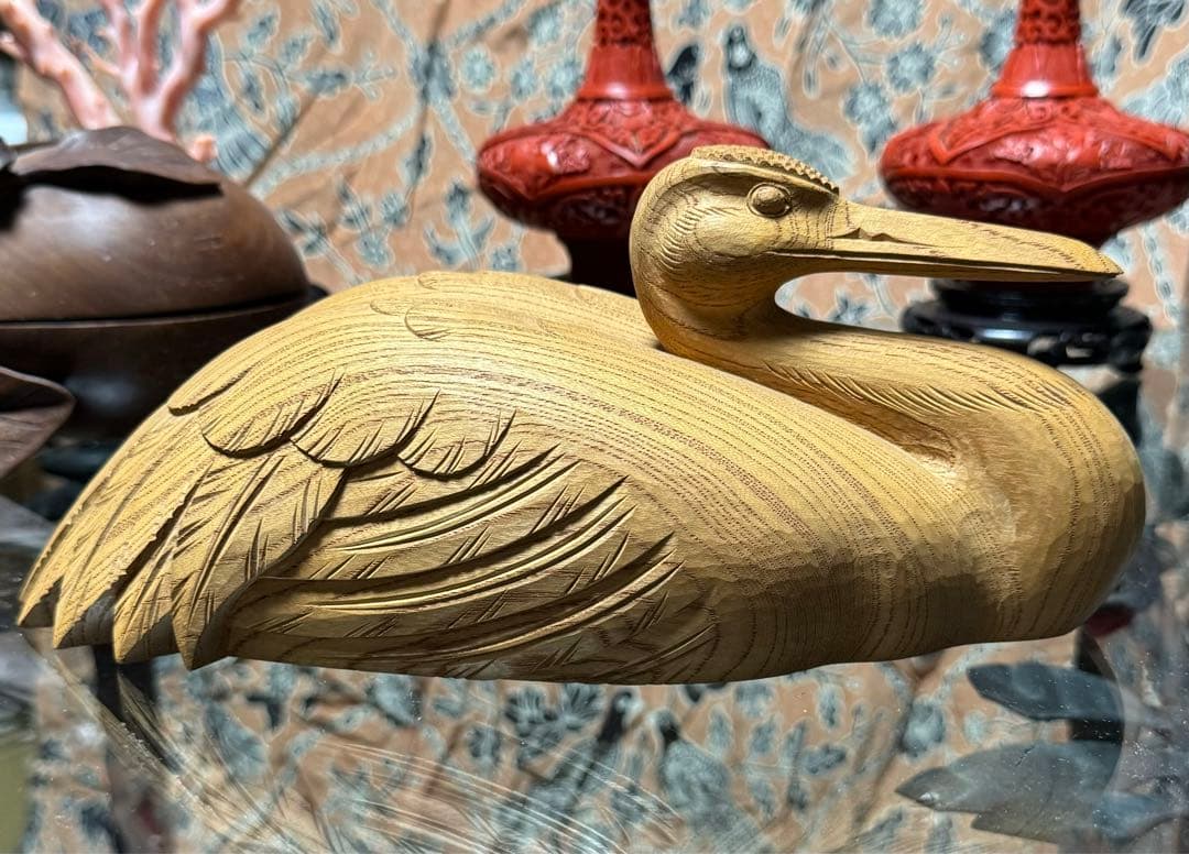 井波彫刻 林啓ニ郎 木彫鳥 工芸品 彫刻置物