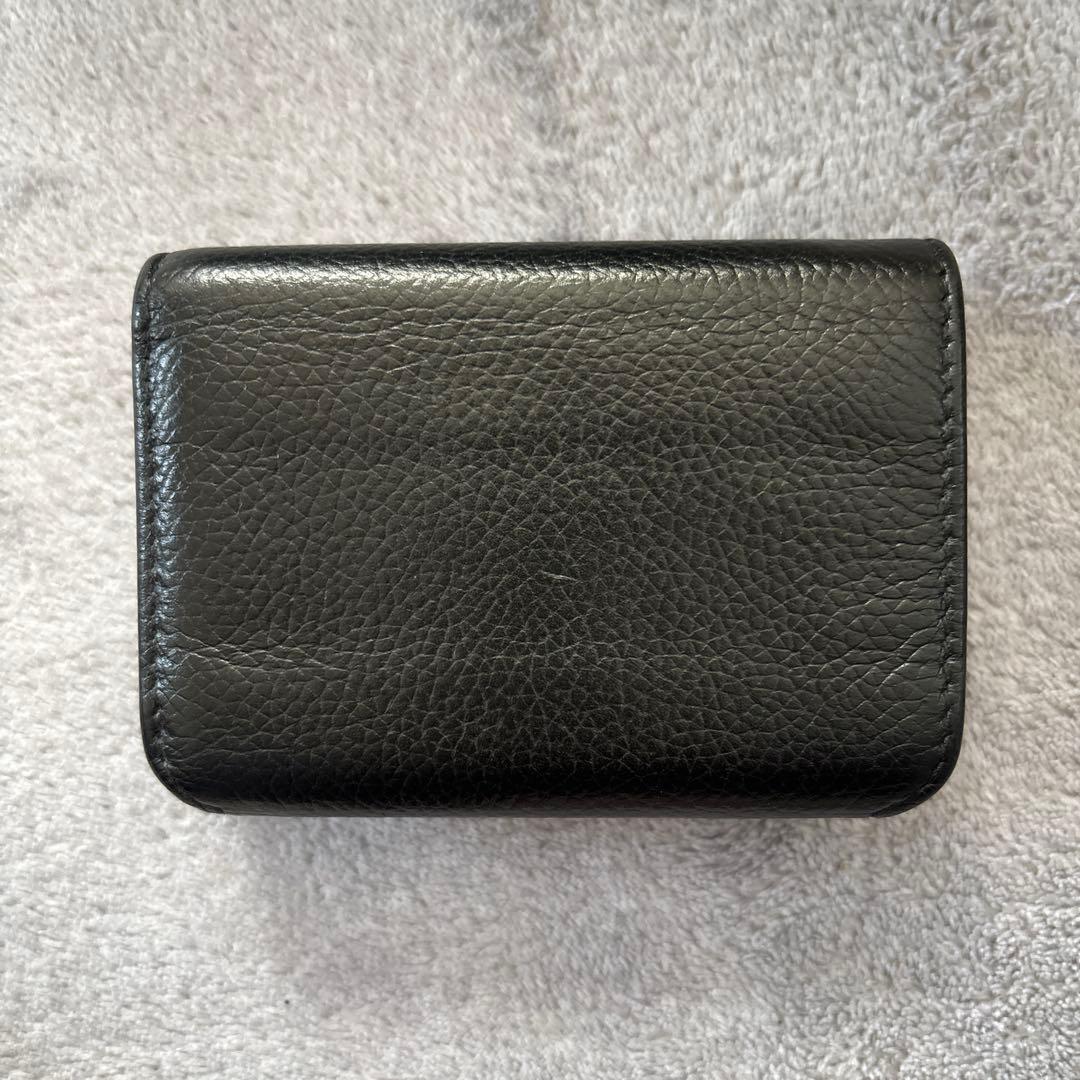 【美品】BALENCIAGAバレンシアガ三つ折り財布593813黒ブラック
