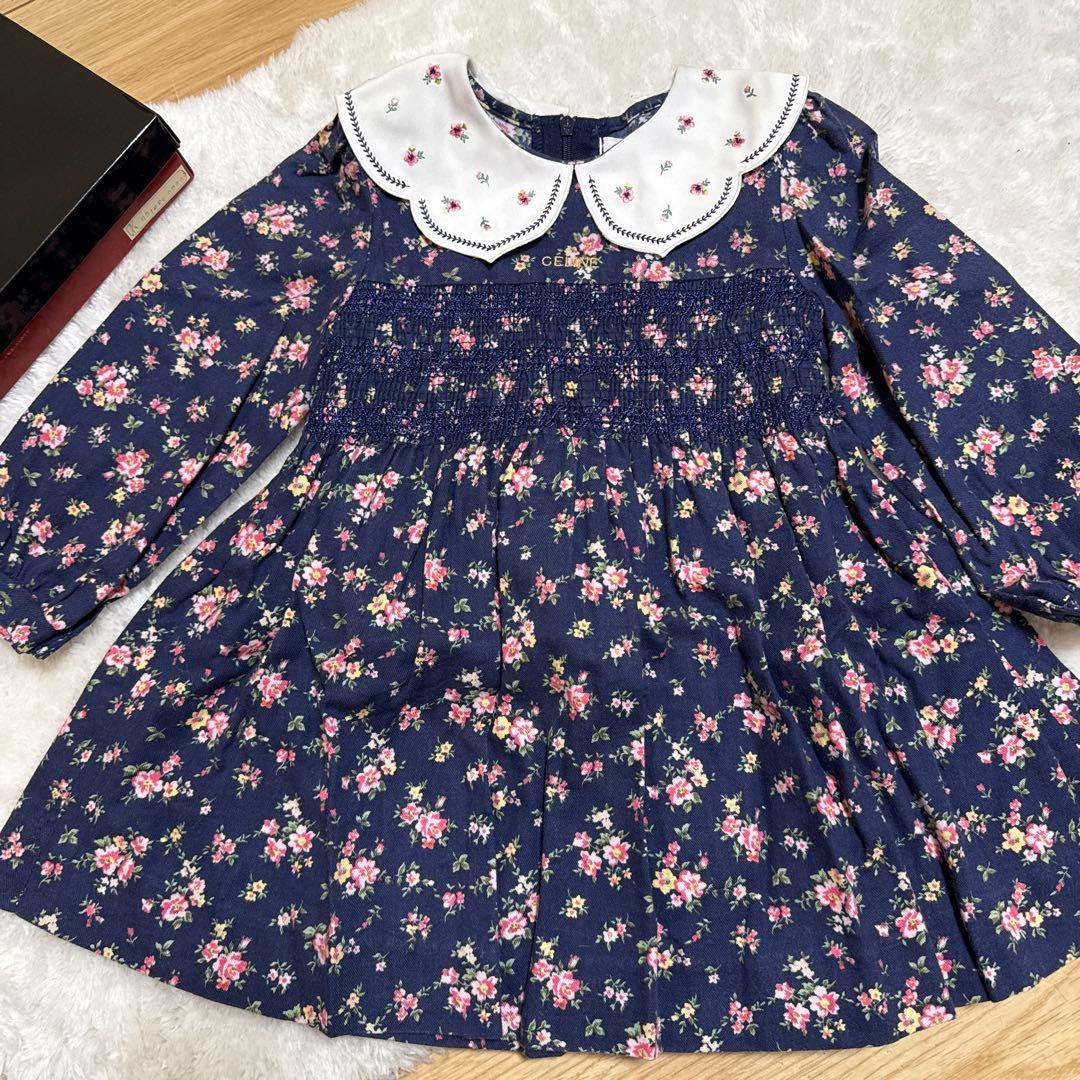 ☆希少・美品・襟が上品で最高に可愛い☆セリーヌ ワンピース95サイズ