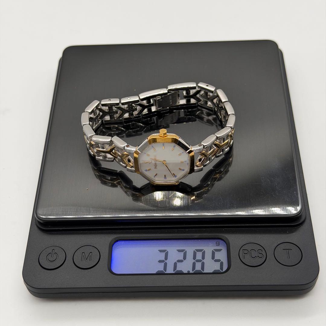 稼働品★美品★イヴサンローラン オクタゴン レディース腕時計 コンビ クォーツ