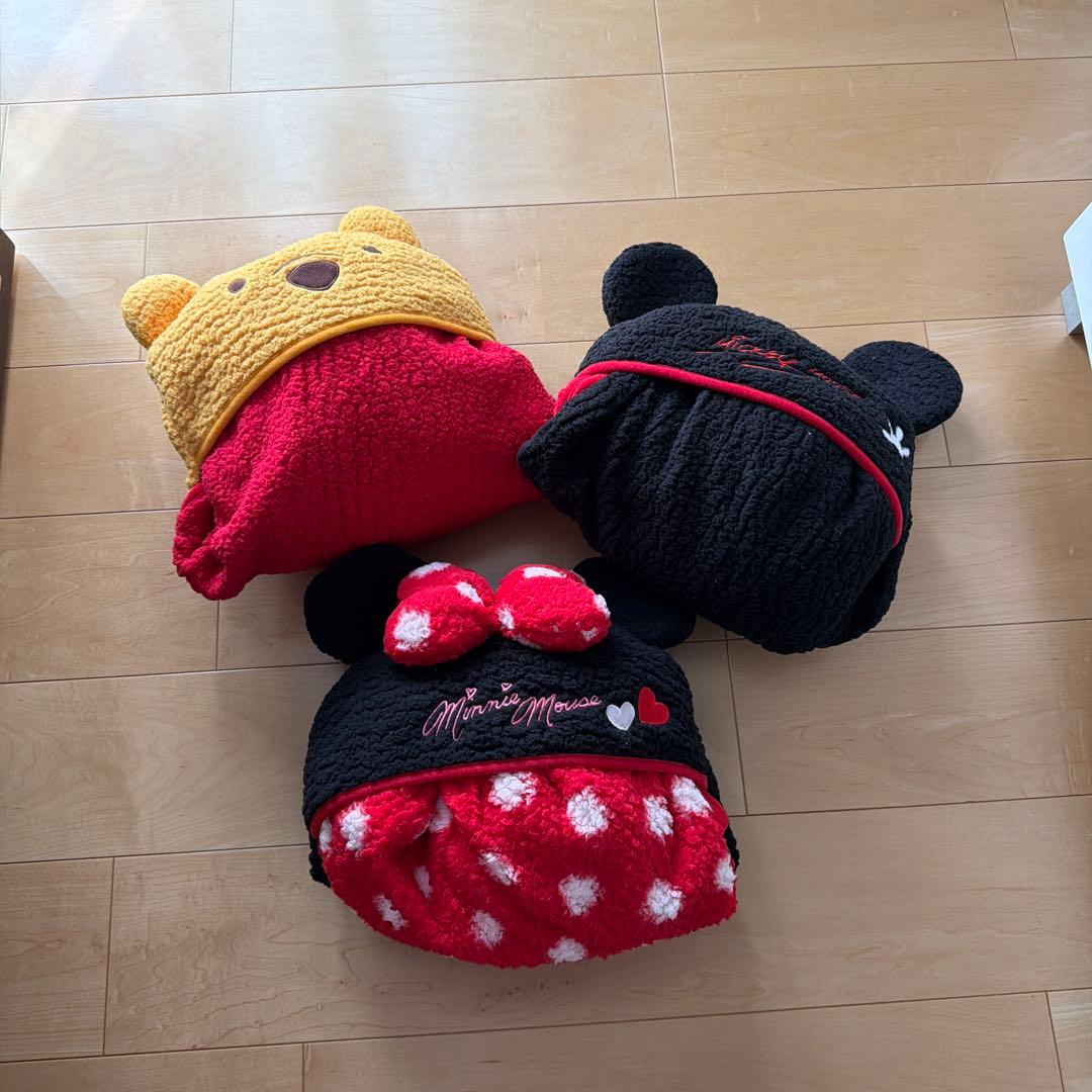 ミニーミッキーとプーさんのフリースポンチョ三点セット