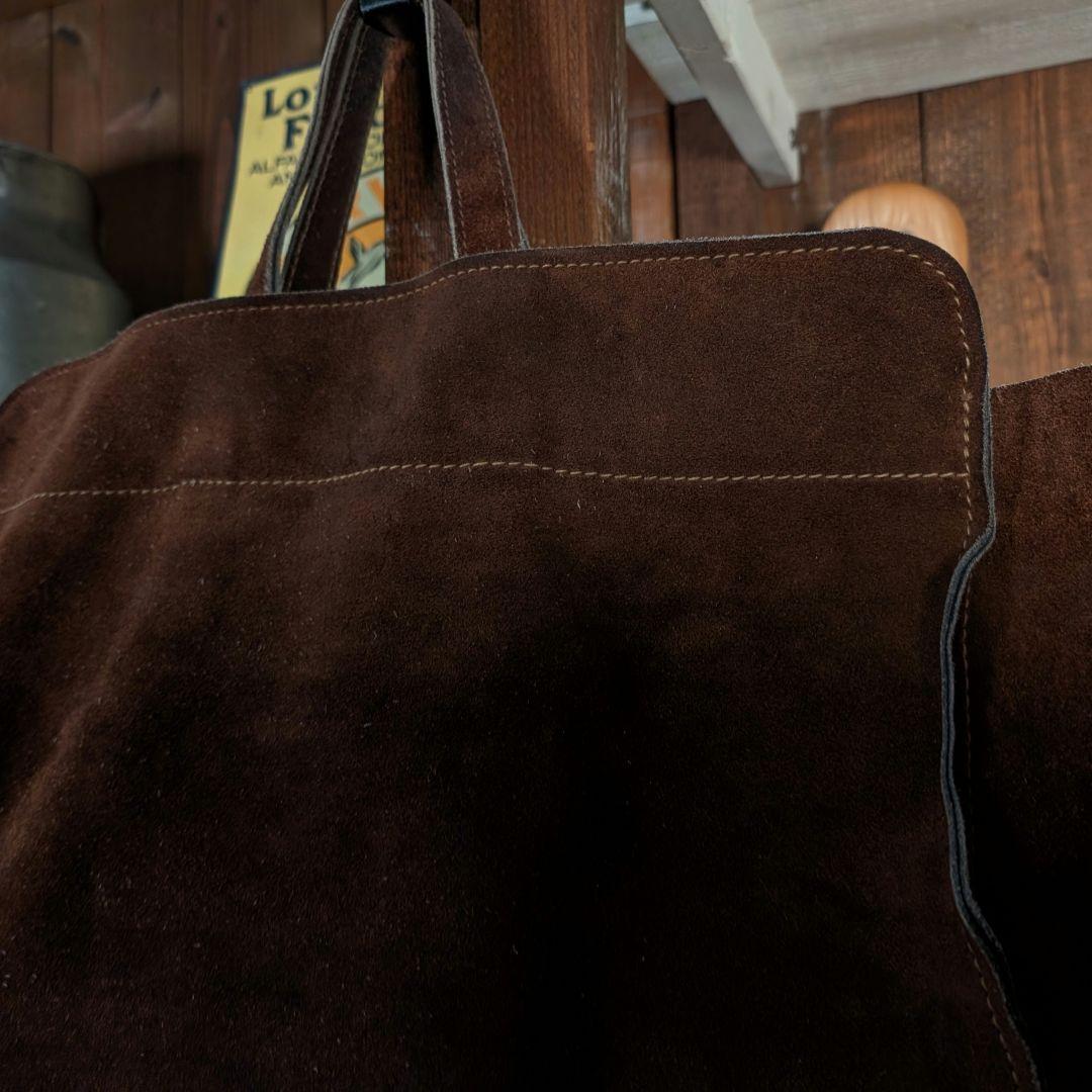 VINTAGE　本革　スエードレザー　トートバッグ　ダークブラウン　中サイズ
