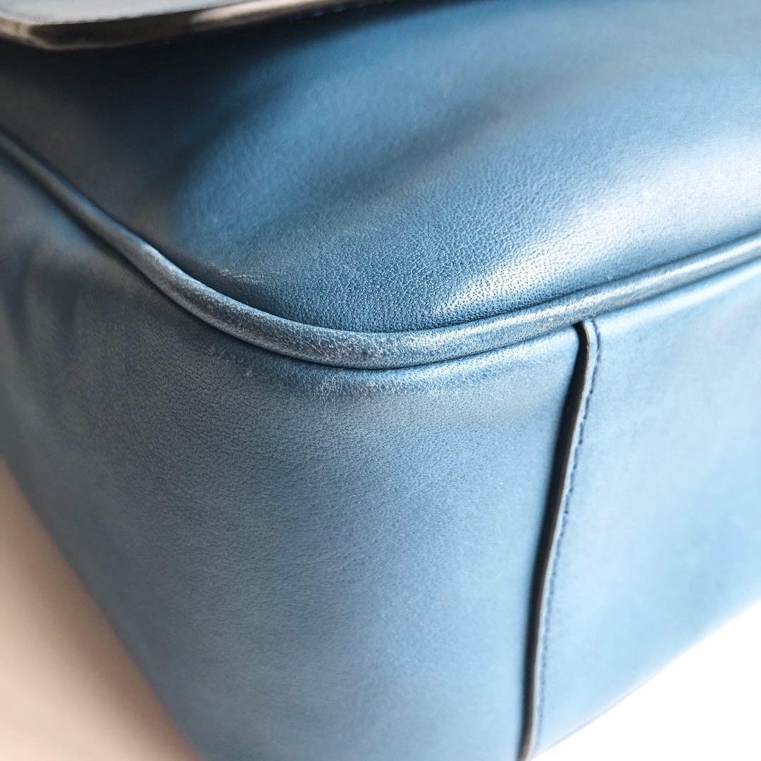 美品✨コーチ COACH メンズ メッセンジャーバッグ レザー ブルー