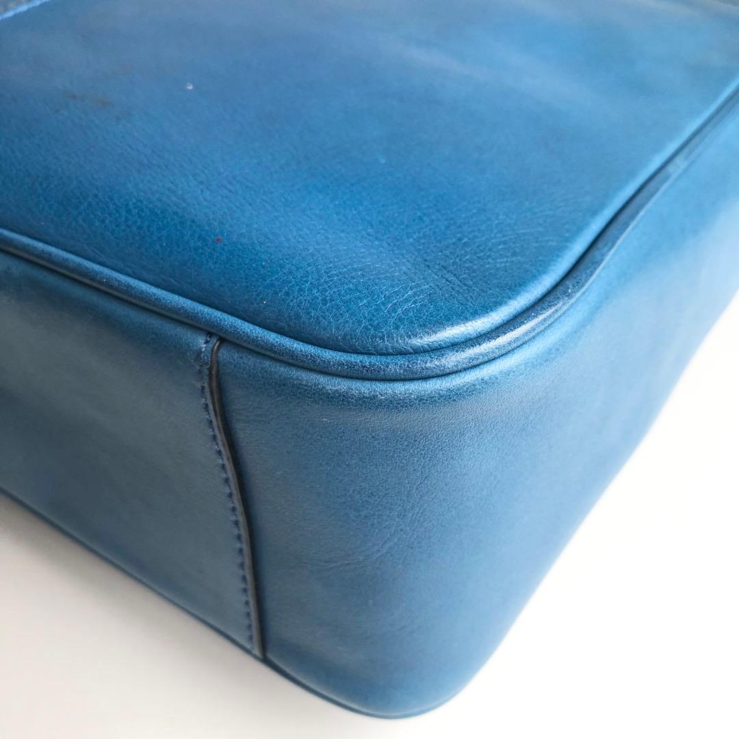 美品✨コーチ COACH メンズ メッセンジャーバッグ レザー ブルー