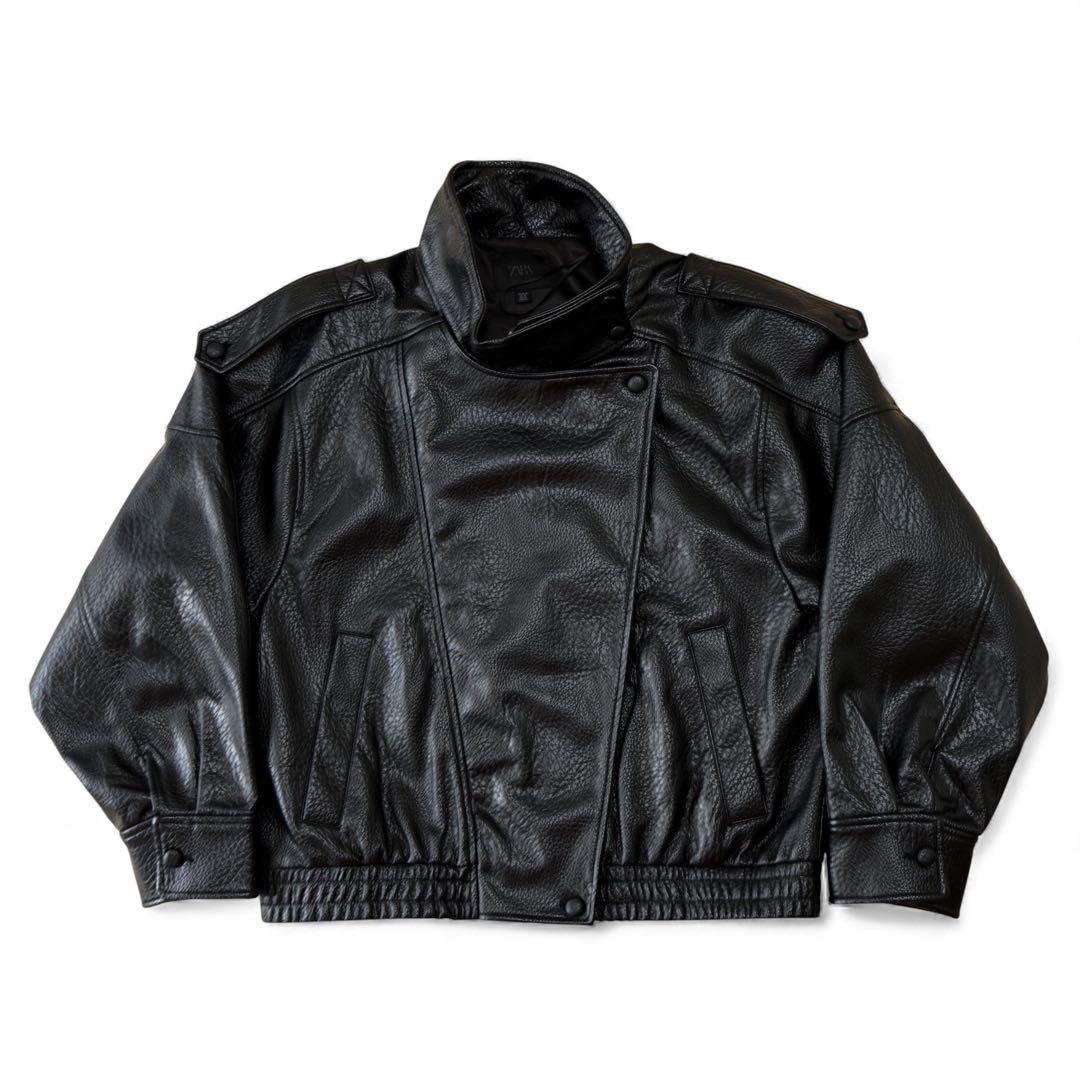 ZARA フェイクレザー ライダース ジャケット XL 4391 872 800