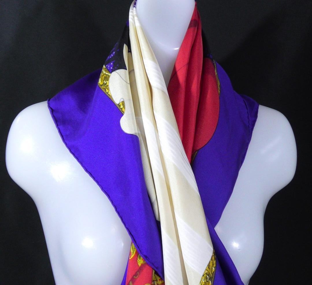 美品　HERMES エルメス　大判スカーフ　カレ90　 D362