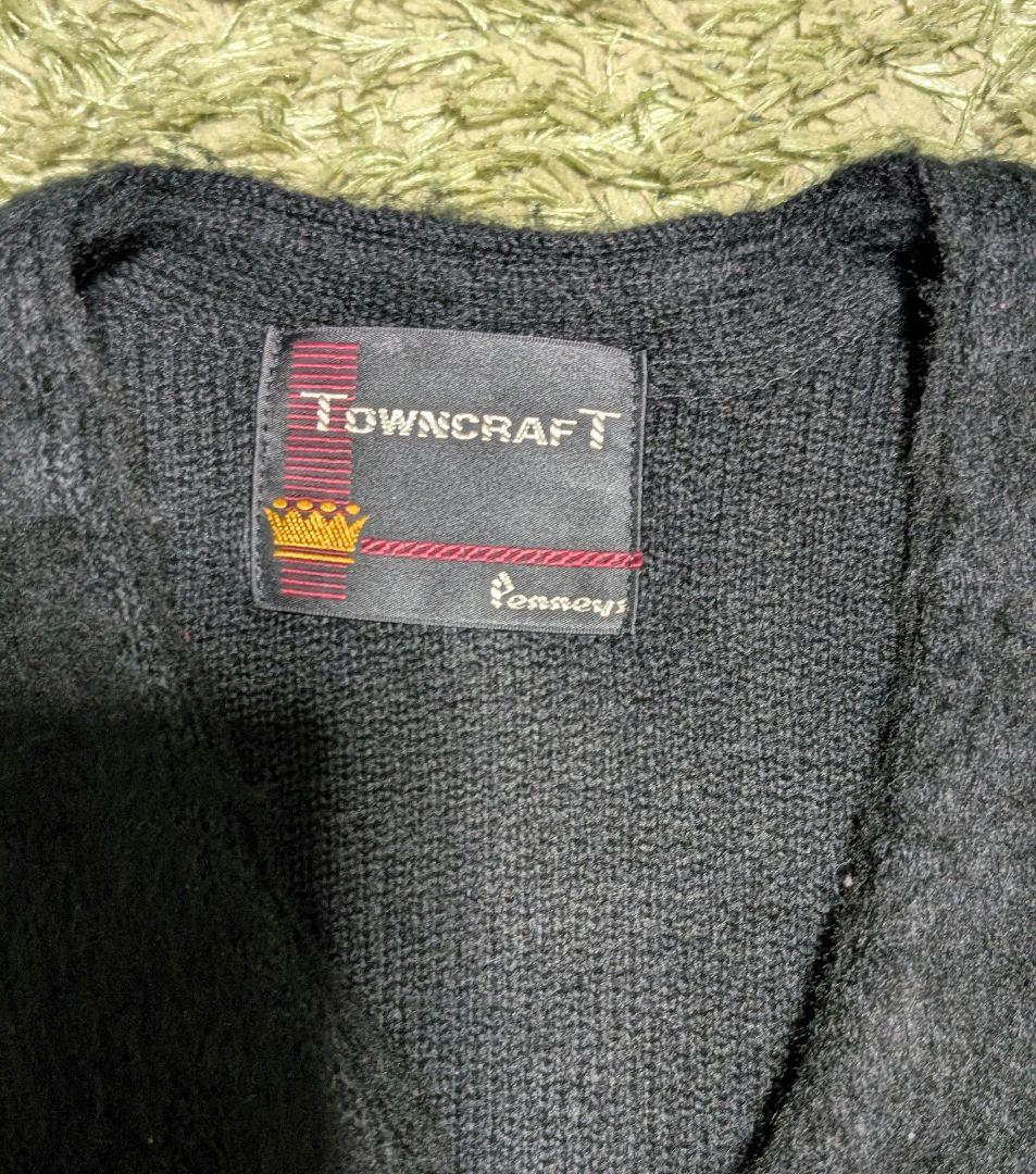 【美品】タウンクラフト　ソリッドシャギーカーディガン　ブラック　L