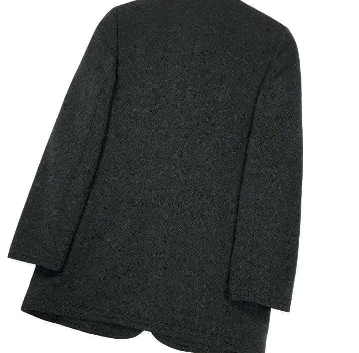 美品ジョルジオアルマーニ ステンカラーコートブラック イタリア製M ノーカラー