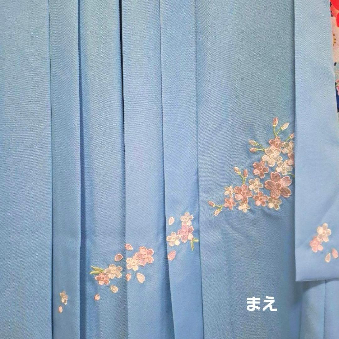 花柄 水色 着物　袴