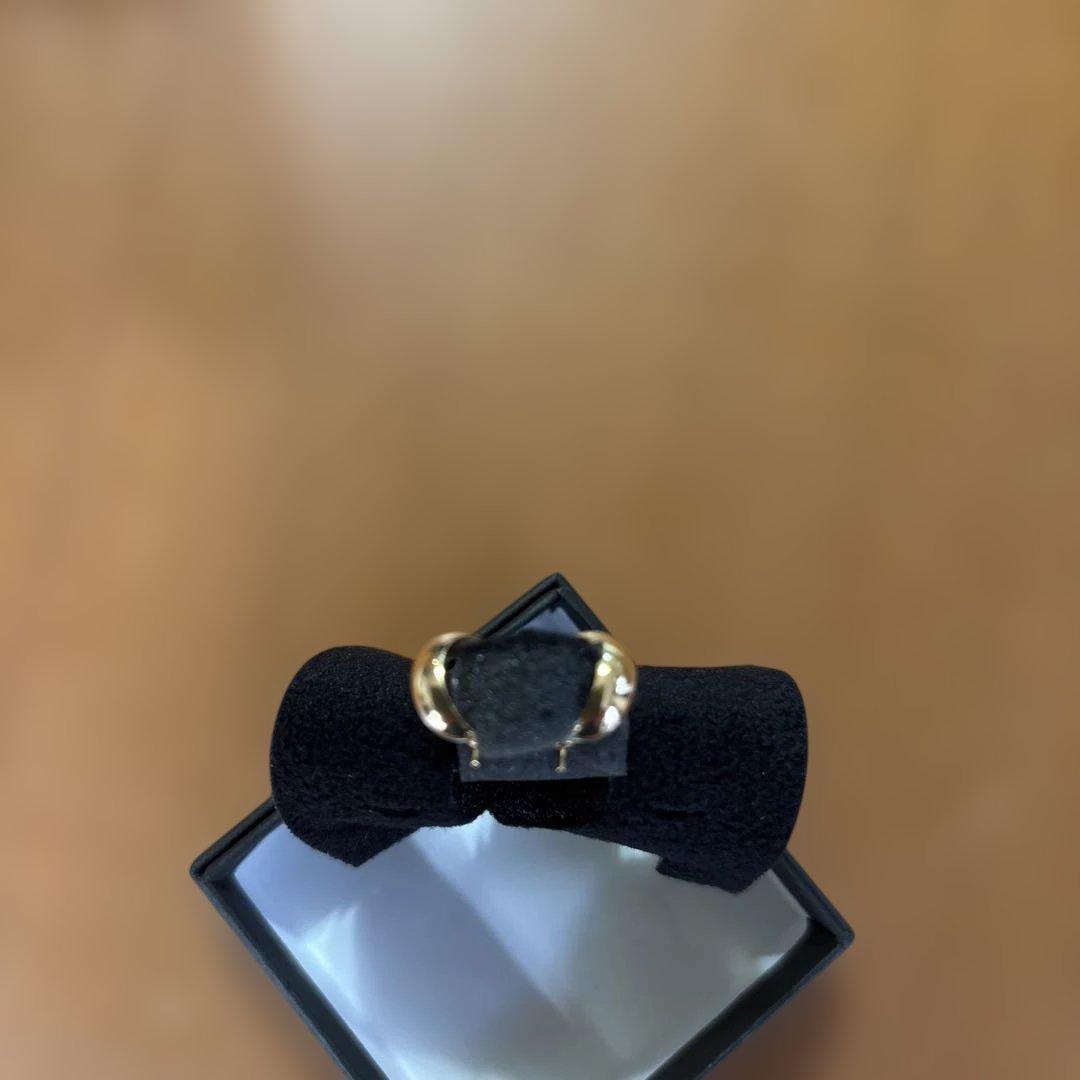 K18 フープピアス 5mm×10mm クロッシングピアス イエローゴールド美品