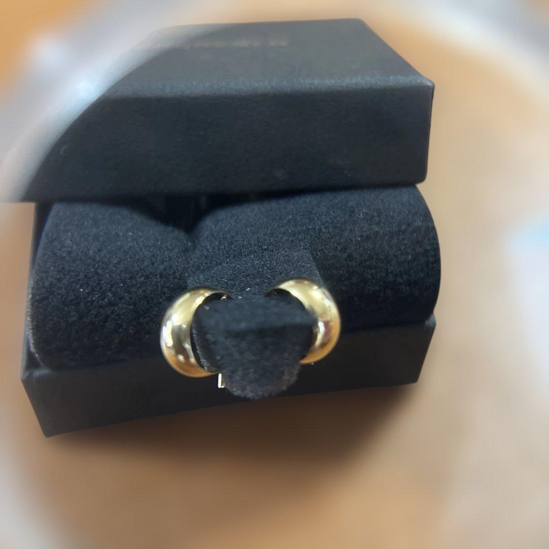K18 フープピアス 5mm×10mm クロッシングピアス イエローゴールド美品
