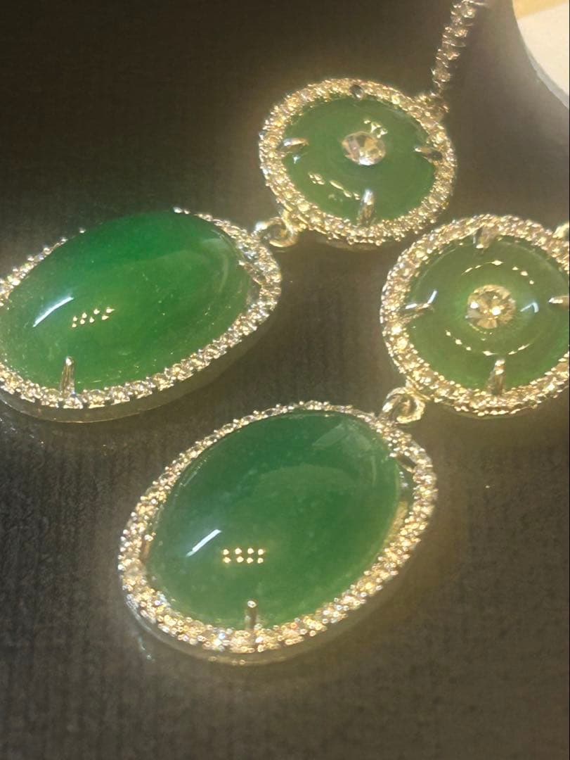 アヴェンチュリン翡翠デザインピアス➕お楽しみピアスもう1点サービス