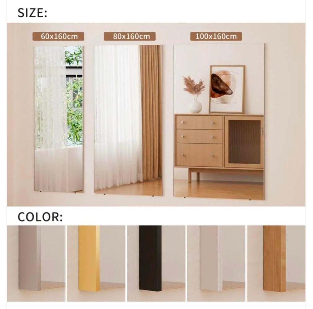 【新品】割れない全身ミラー 60×160cm ゴールド 壁掛け＆立て掛け対応