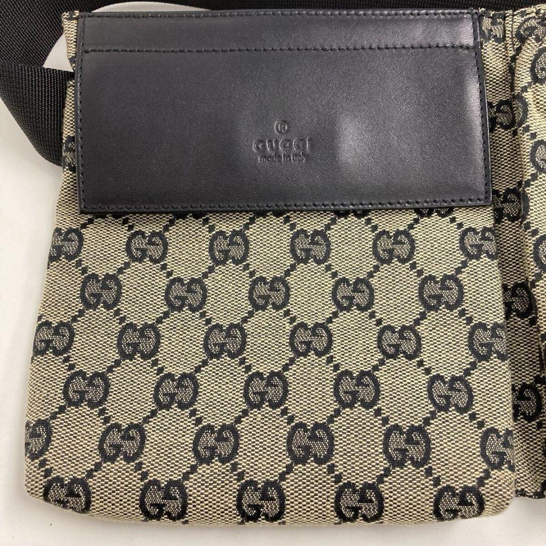 GUCCI グッチ GGキャンバス ボディバッグ レザー カーキベージュ極美品