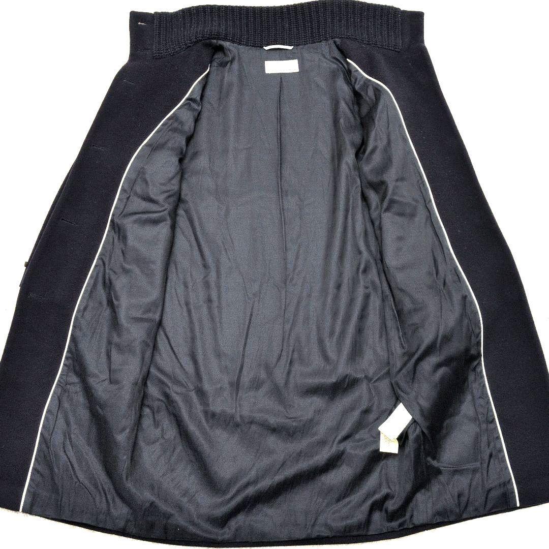 【美品 42サイズ】ペゼリコ　カシミヤ　シルク　ロングコート　スタンドカラー　紺