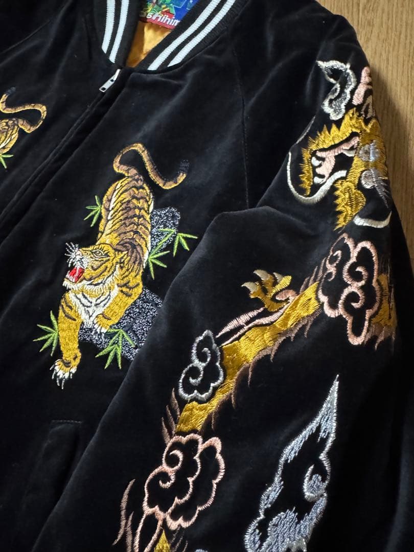 hoshihime 別珍 スカジャン スーベニアジャケット ブラック 虎 蛇