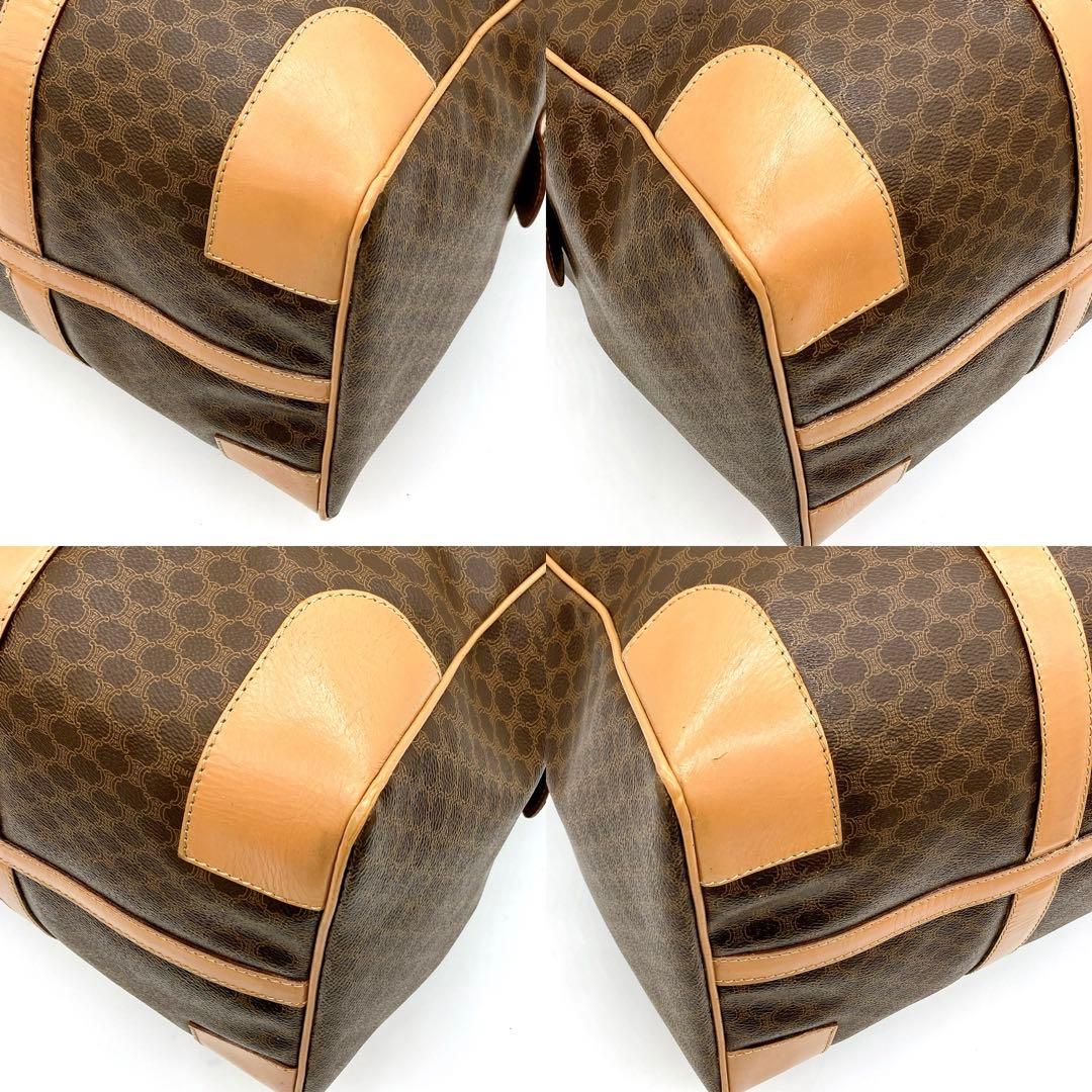 【CELINE】ボストンバッグ　マカダム柄　ゴールド金具 PVC ブラウン　鍵