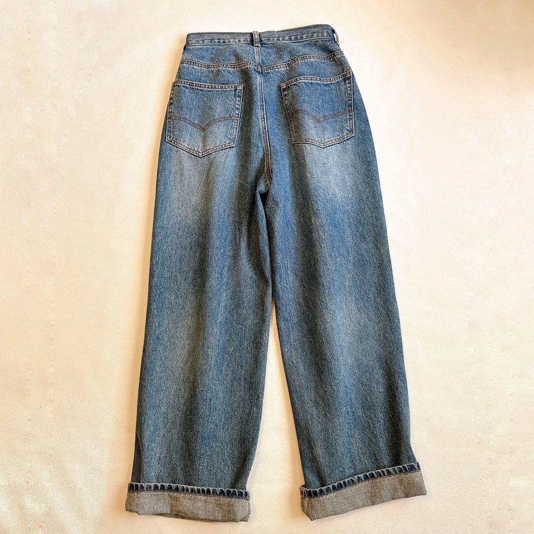 マチャットmachattウエストタックデニム　36サイズ　ブルー