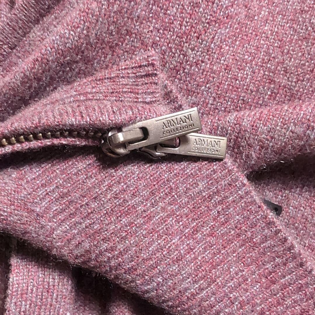 【極上カシミヤ】アルマーニ コレッツォーニジップカーディガン ワインレッド 48