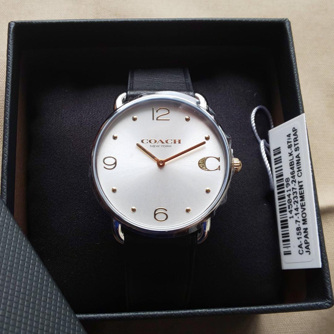 コーチ エリオット 36mm サンレイダイヤル ブラックレザーストラップ