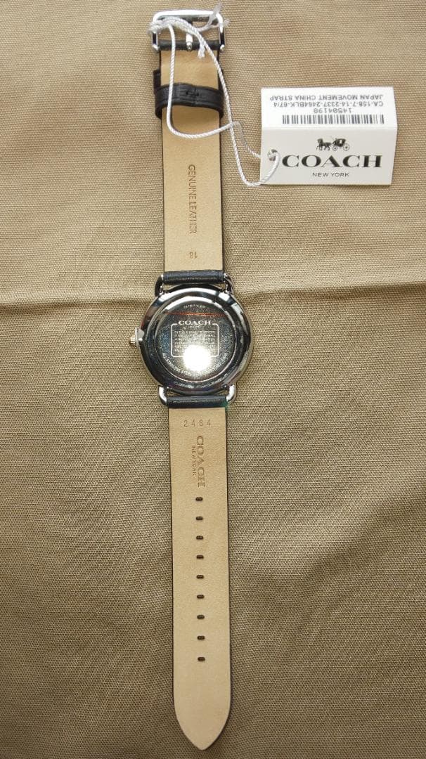 コーチ エリオット 36mm サンレイダイヤル ブラックレザーストラップ
