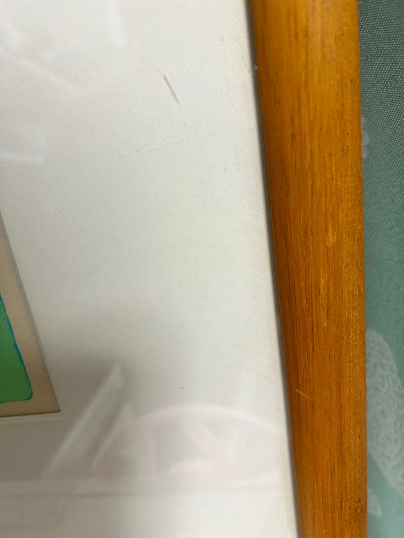 花とチャペル　小鳥　緑　吉岡浩太郎　額付き絵画シルクスクリーン初代