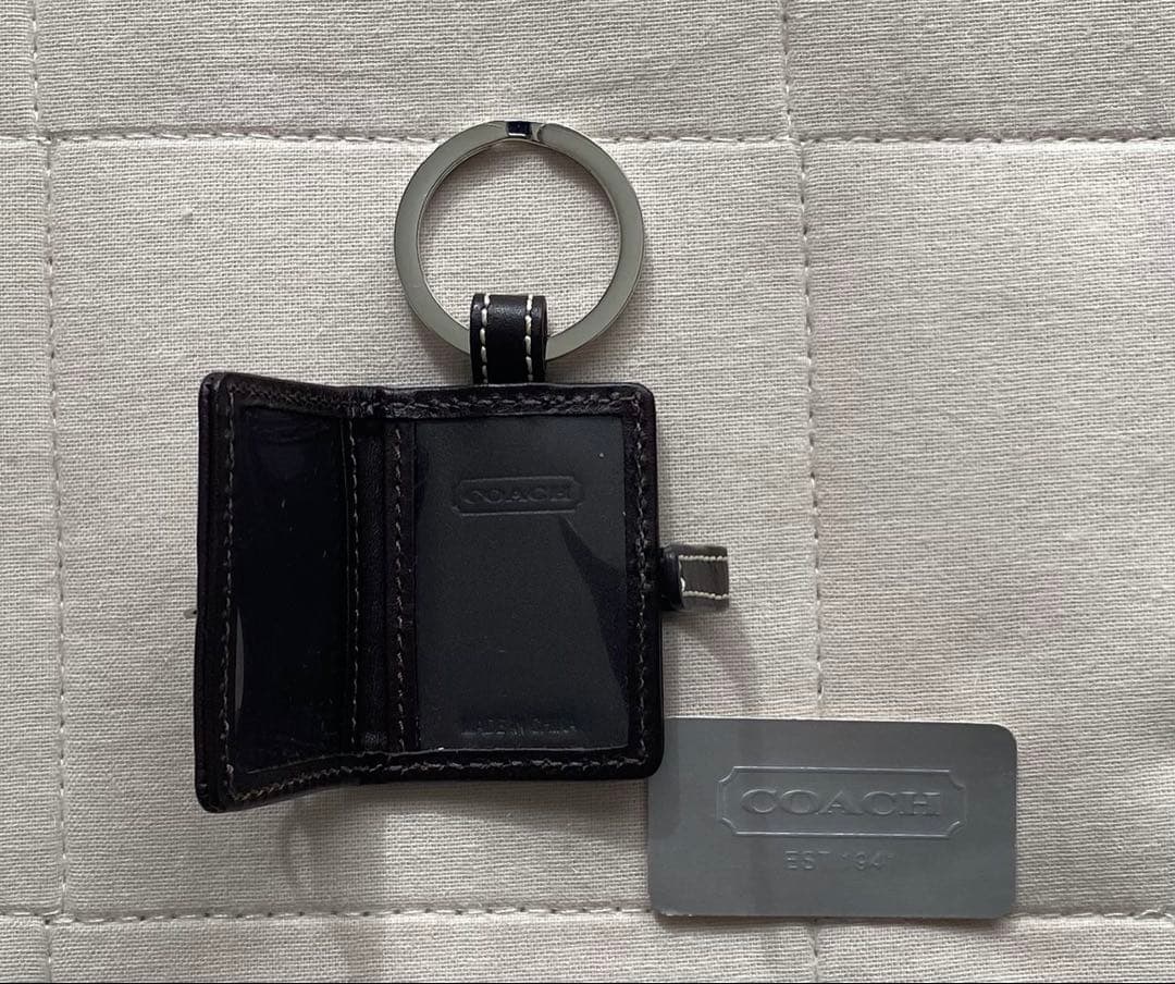 COACH コーチ ミニ手帳型 シグネチャー フォトキーホルダー リング