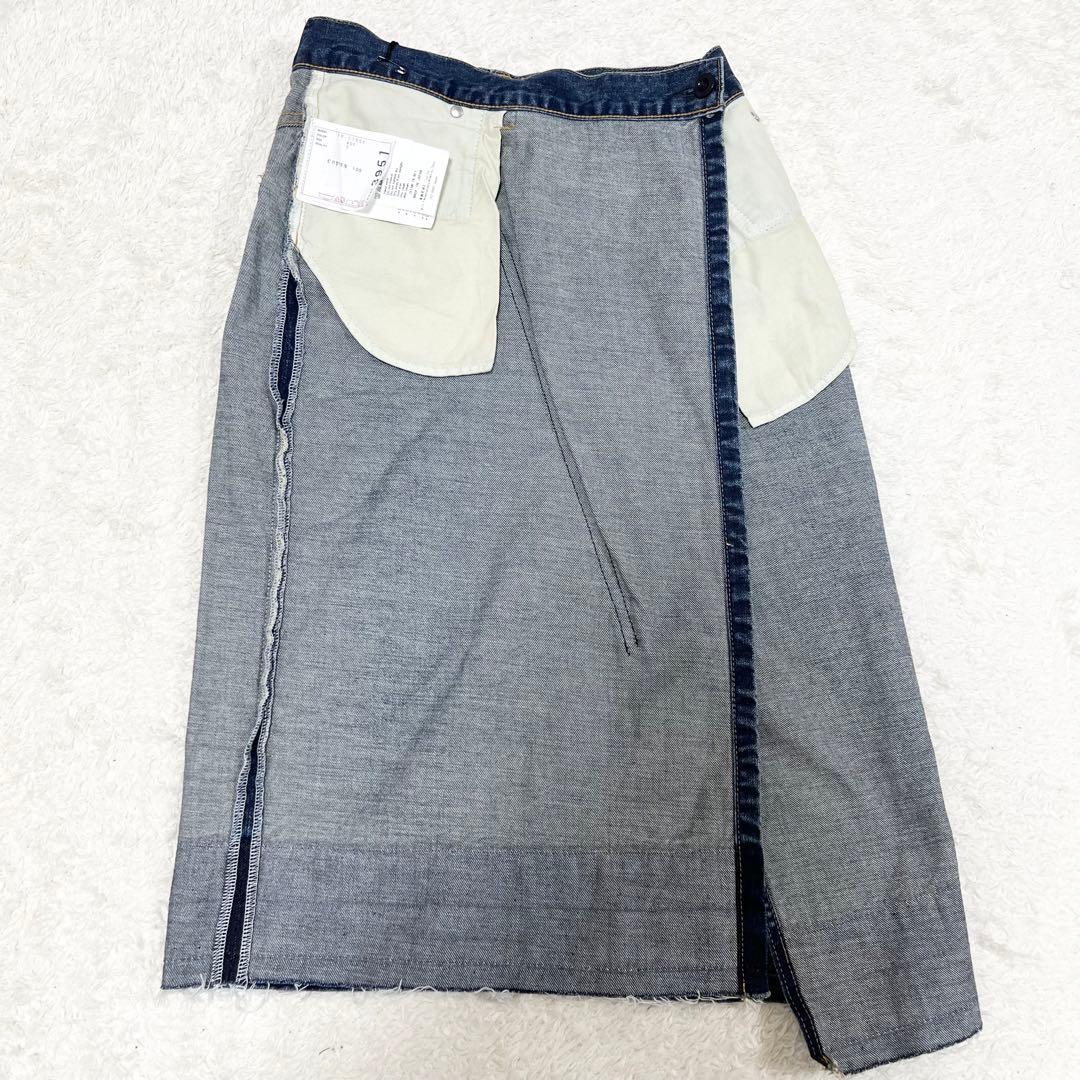 未使用タグ付 サカイ 2018年モデル ひざ丈スカート 0 デニム インディゴ