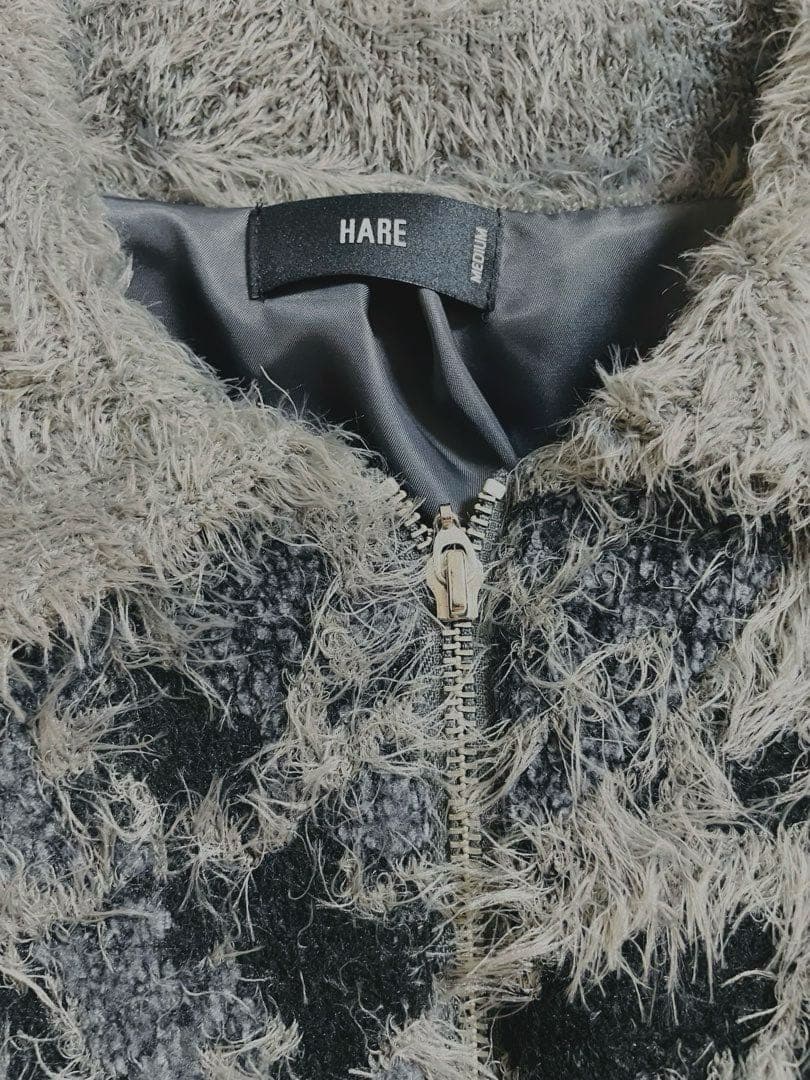 HARE　MIXヤーンフラワーニットブルゾン　グレー