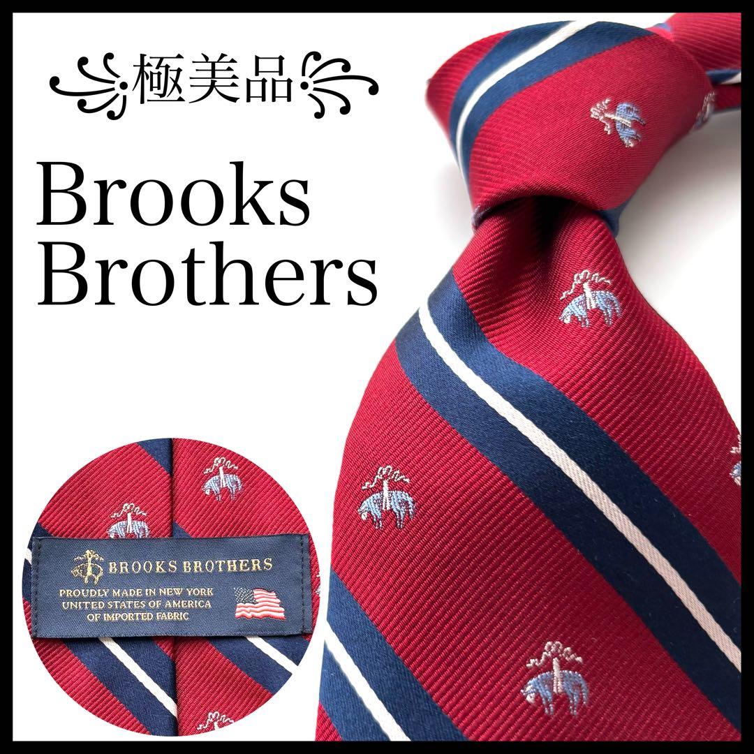꧁極美品꧂ ブルックスブラザーズ ネクタイ ゴールデンフリース ロゴ レッド