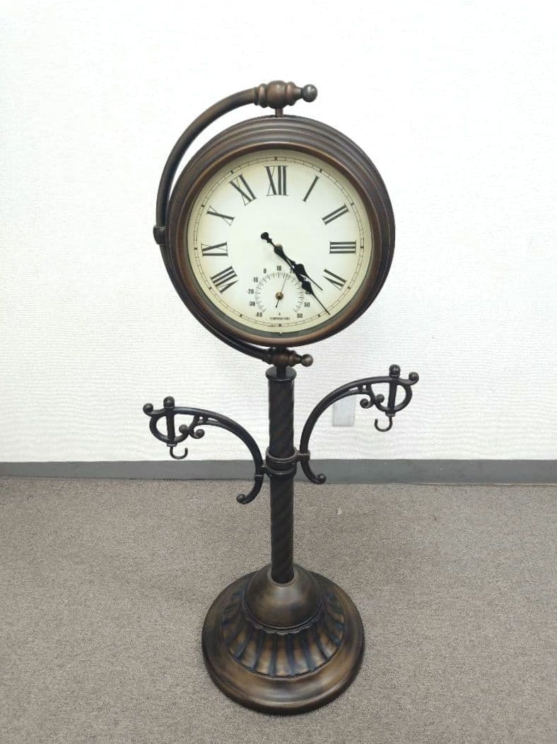 希少 ダブルフェイス 時計 スタンド型 ステーション クロック 温度計付き