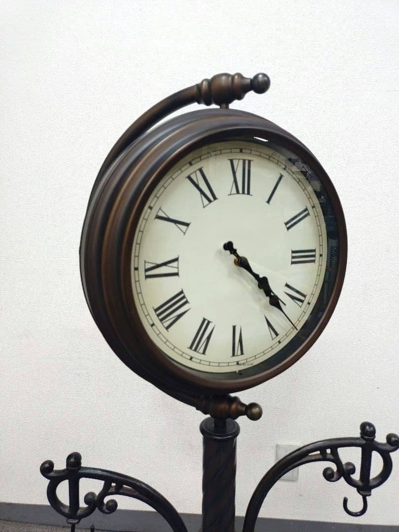 希少 ダブルフェイス 時計 スタンド型 ステーション クロック 温度計付き