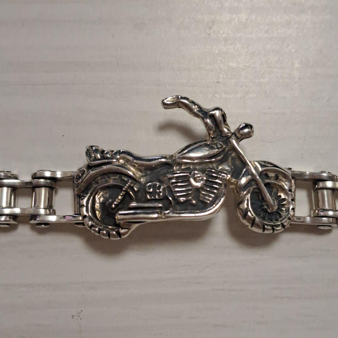 【ピンクの猫様】シルバー925 ブレスレット バイクチェーン バイクモチーフ