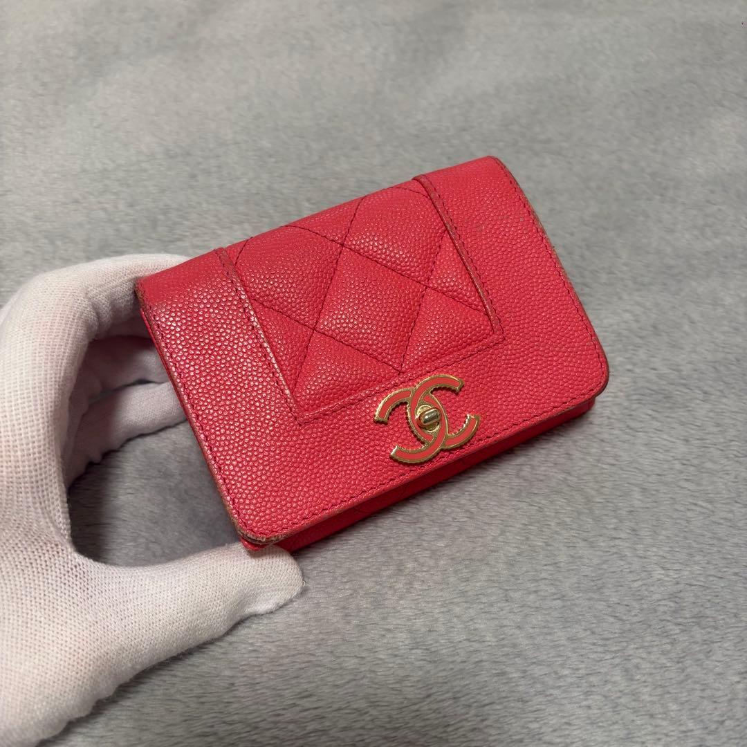 CHANEL ミニウォレット 三つ折り財布　マドモアゼル ピンク