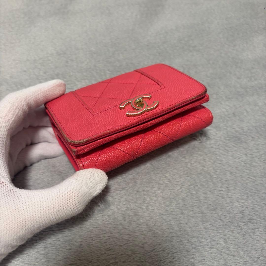 CHANEL ミニウォレット 三つ折り財布　マドモアゼル ピンク