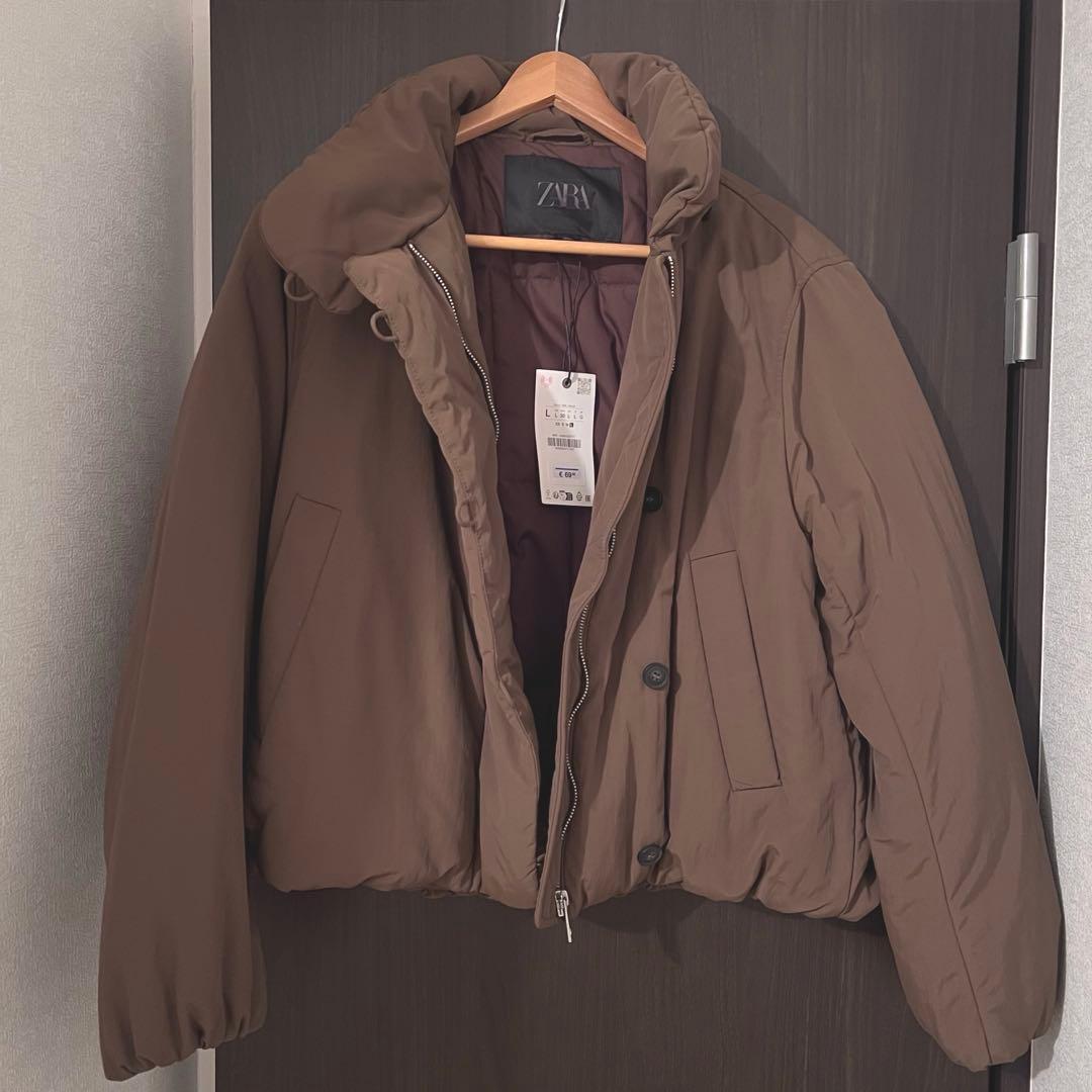 新品　ZARA パデッドジャケット　ブラウン　ダウン ZWコレクション