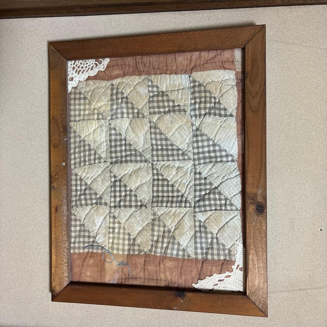 パッチワークキルト フレーム付き　アンティーク