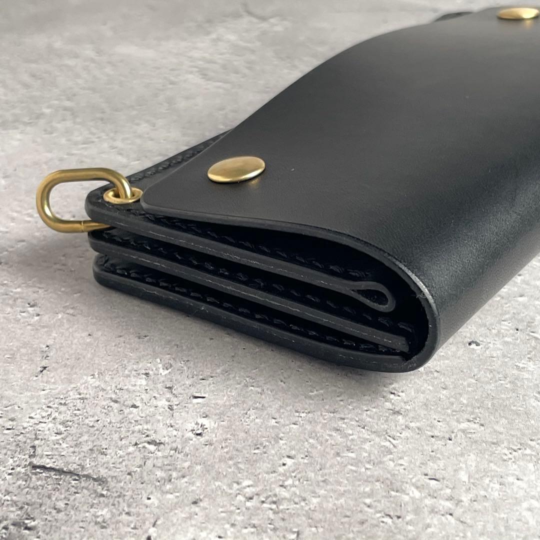 トラッカーウォレット ロング 真鍮チェーン付 本革 バイカー