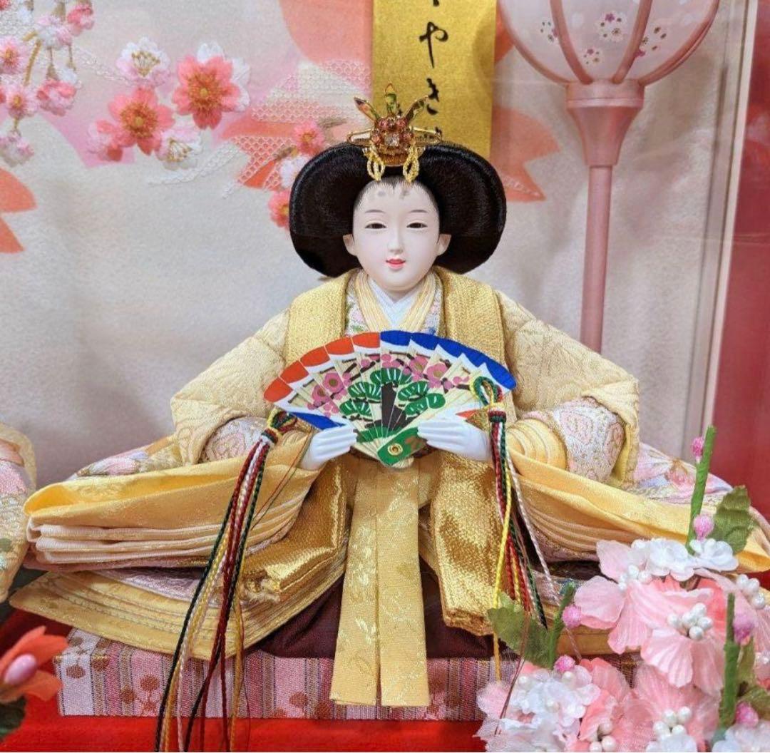 雛人形 アクリルケース ピンク 藤翁作 半円形 親王飾り おひなさま ガラス