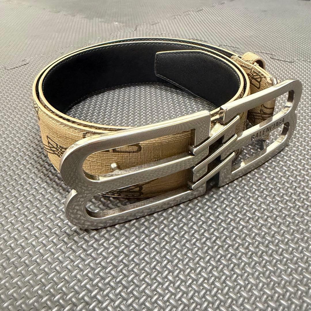 バレンシアガ BALENCIAGA BB モノグラム ロゴ ベルト ベージュ