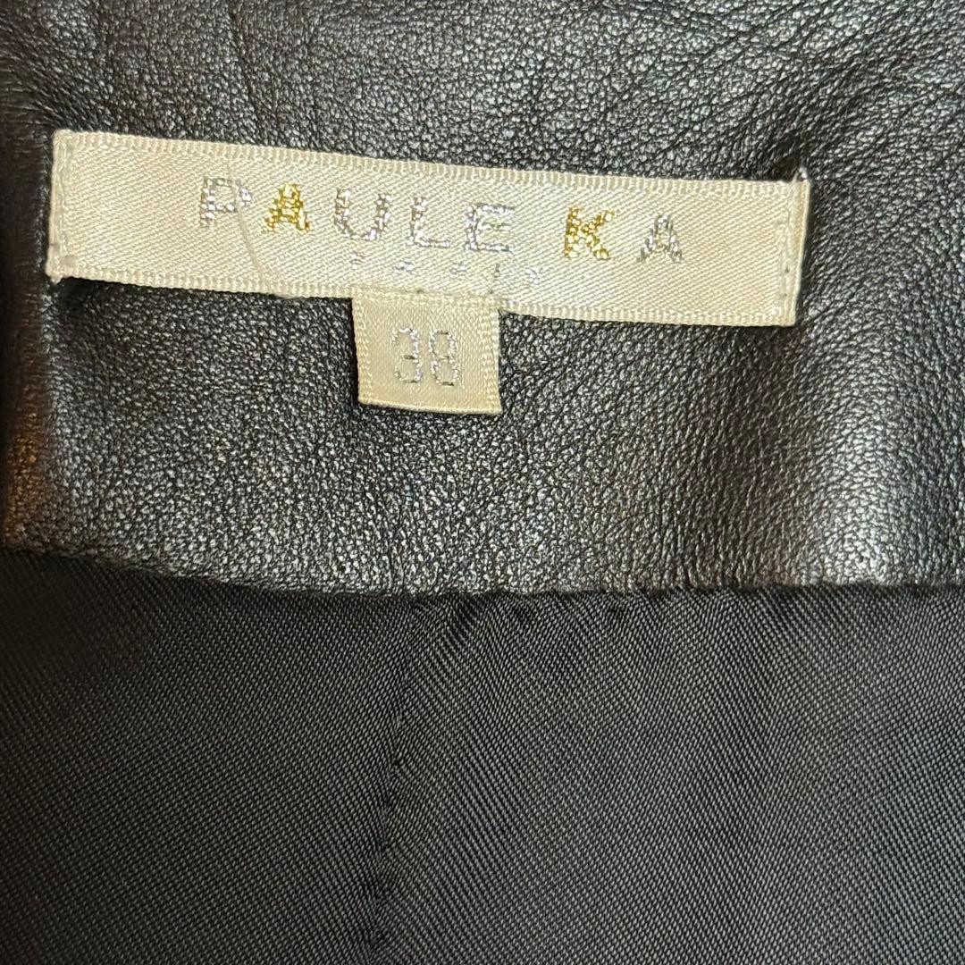 ❄️PAULE KAポールカ❄️ラムスキン　ジャケット　ブラック　白ステッチ✨