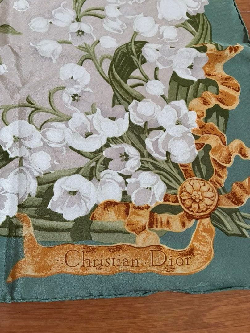 Christian Dior シルク　スカーフ　花柄　スズラン　イタリア製